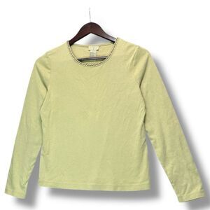 Sigrid Olsen Womens Green Long Sleeve Top Small Minimalist Chic Preppy‎ Classic
